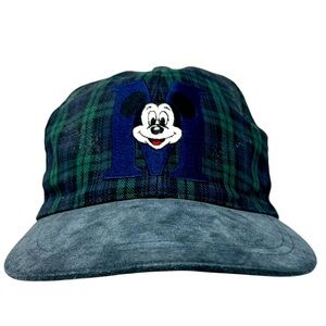 Vintage Mickey Mouse Plaid and Suede Hat